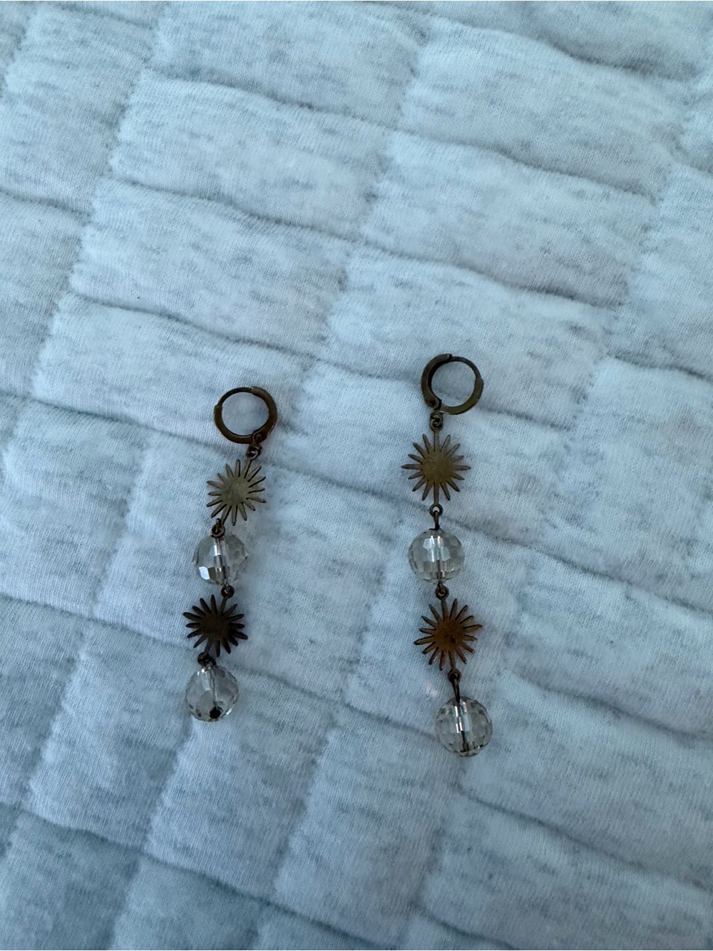 Sunburst Drop Earrings with Clear Beads